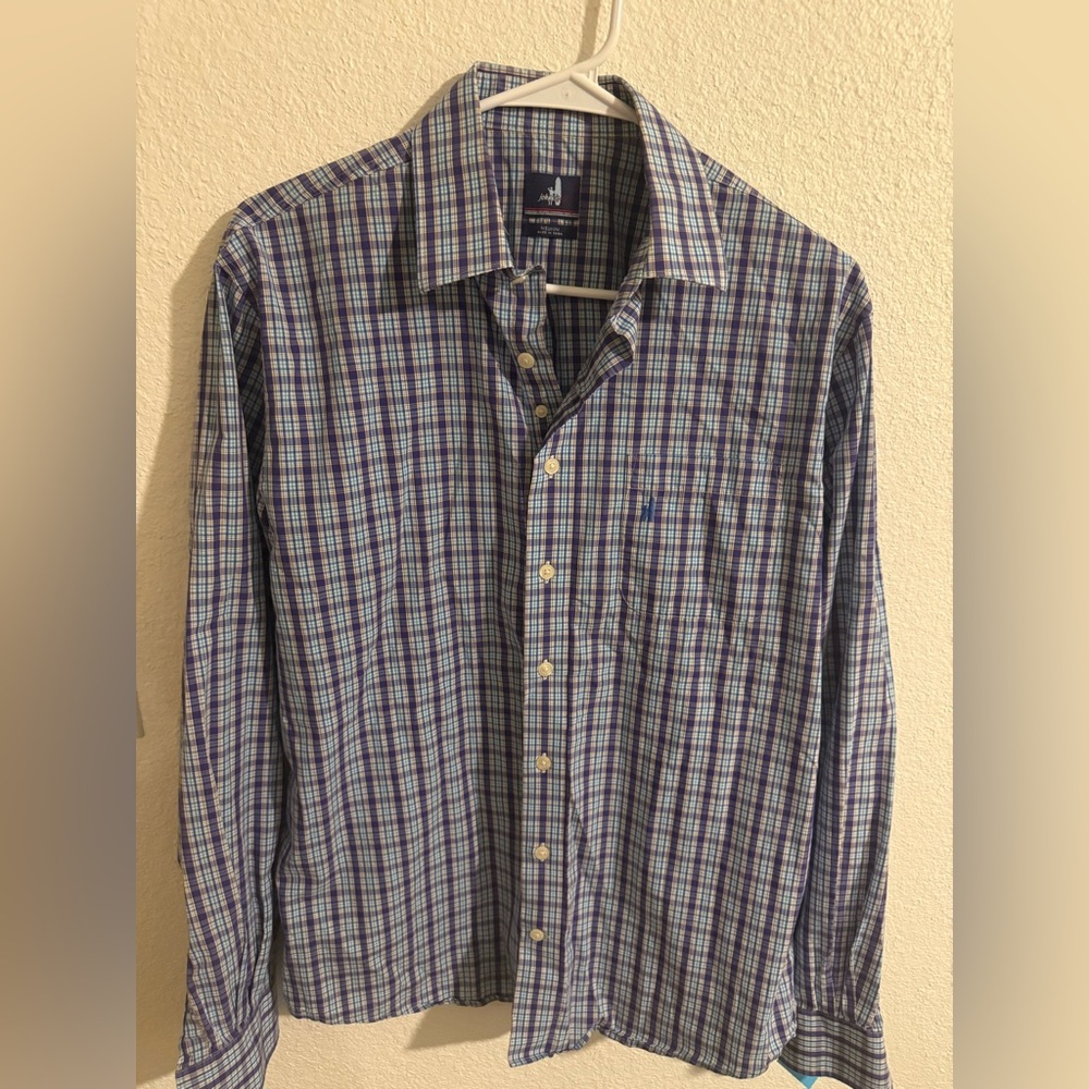 johnnie-O Blue and Purple Plaid Dress Shirt